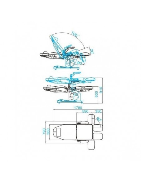 ELECTRIC PODOLOGICAL CHAIR. AZZURRO 709A 3 MOTOR WHITE