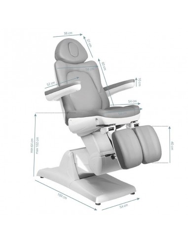 COSMETIC ELECTRIC CHAIR. AZZURRO 870S PEDI 3 MOTOR GRAY