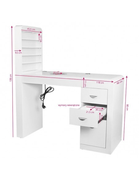 Cosmetic desk 310 white left