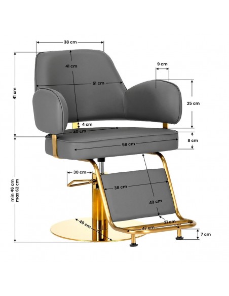 GABBIANO LINZ HQ GOLD GRAY HAIRDRESSING CHAIR