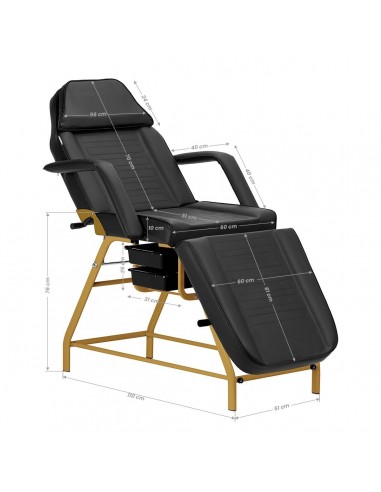 COSMETIC CHAIR WITH GOLD AND BLACK VOUVETTES 557G