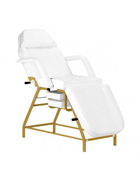 557G COSMETIC CHAIR WITH GOLD AND WHITE COUVETTES