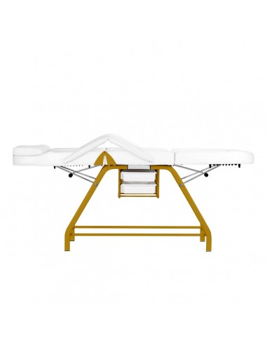 557G COSMETIC CHAIR WITH GOLD AND WHITE COUVETTES