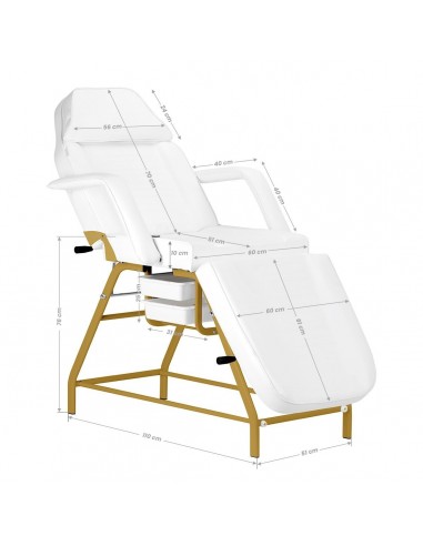 557G COSMETIC CHAIR WITH GOLD AND WHITE COUVETTES
