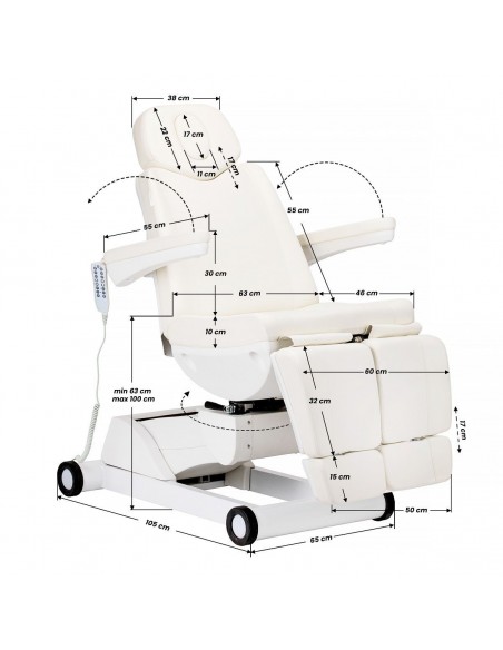 AZZURRO 873 PEDI ELECTRICR SWIVEL COSMETIC BED WHITE