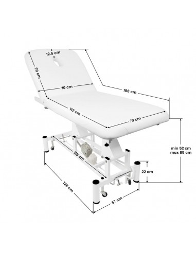 ELECTRIC LOUNGER FOR MASSAGE AZZURRO 684 1 MOTOR WHITE