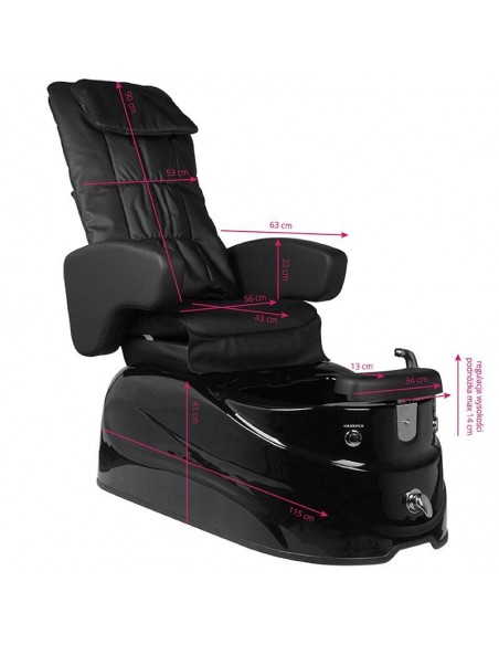 SPA PEDICURE CHAIR BLACK WITH MASSAGE AND PUMP AS-122