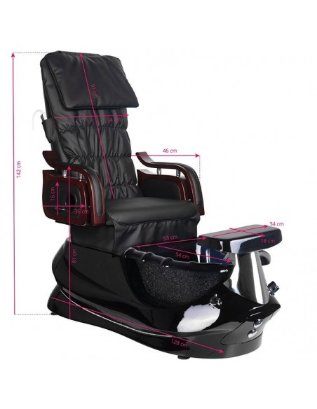 SPA PEDICURE CHAIR WITH MASSAGE AND PUMP AS-261 BLACK