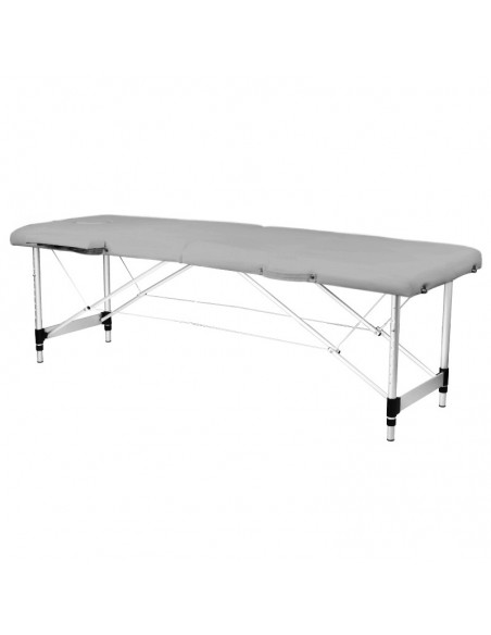 Folding massage table, aluminum, 2-section, gray, comfort