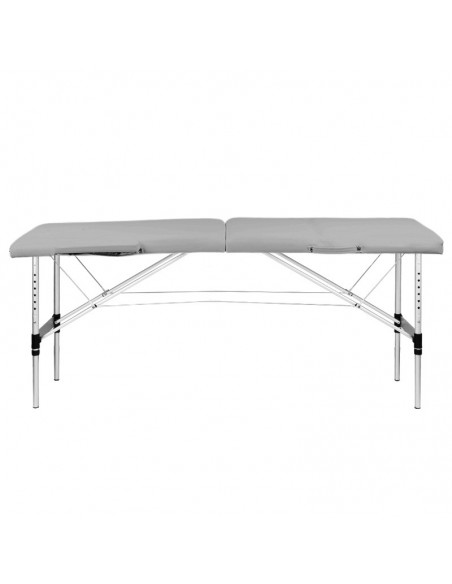 Folding massage table, aluminum, 2-section, gray, comfort