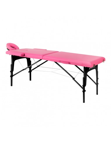 Folding massage table wooden Activ Fizjo comfort 2 segment pink black wood