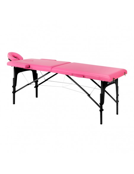 Folding massage table wooden Activ Fizjo comfort 2 segment pink black wood