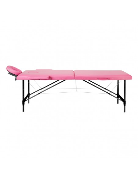 Folding massage table aluminum Activ Fizjo comfort 2 segment pink black aluminum