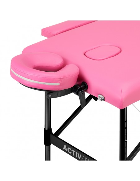 Folding massage table aluminum Activ Fizjo comfort 2 segment pink black aluminum