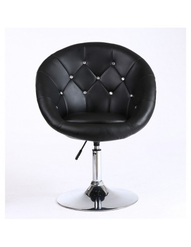 Black swivel chair for beauticians, hairdressers. Stylish swivel chair with solid base. Gas lift chairs Ireland. Bespoke chairs 