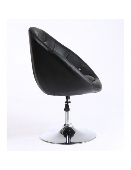 Black swivel chair for beauticians, hairdressers. Stylish swivel chair with solid base. Gas lift chairs Ireland. Bespoke chairs 