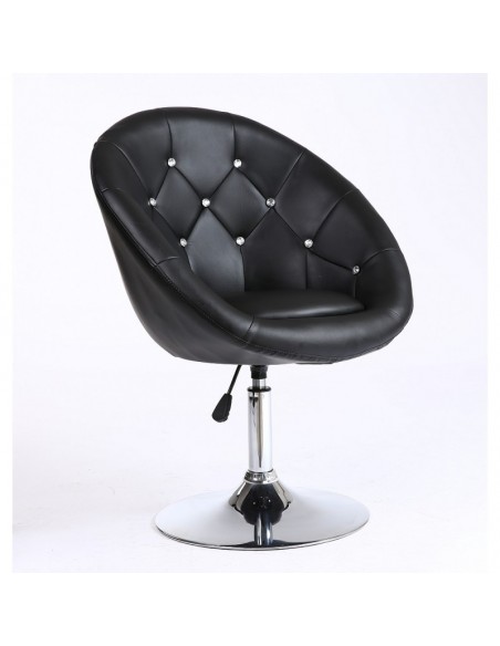 Black swivel chair for beauticians, hairdressers. Stylish swivel chair with solid base. Gas lift chairs Ireland. Bespoke chairs 