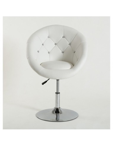 White swivel chair for beauticians, hairdressers. Stylish swivel chair with solid base. Gas lift chairs Ireland. Bespoke chairs 