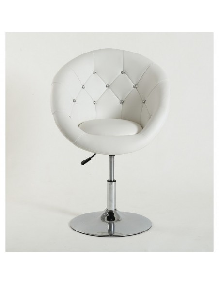 White swivel chair for beauticians, hairdressers. Stylish swivel chair with solid base. Gas lift chairs Ireland. Bespoke chairs 