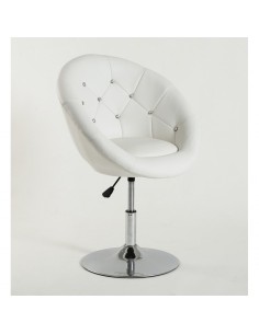 White swivel chair for beauticians, hairdressers. Stylish swivel chair with solid base. Gas lift chairs Ireland. Bespoke chairs 