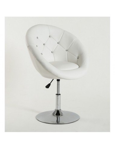 White swivel chair for beauticians, hairdressers. Stylish swivel chair with solid base. Gas lift chairs Ireland. Bespoke chairs 