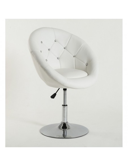 White swivel chair for beauticians, hairdressers. Stylish swivel chair with solid base. Gas lift chairs Ireland. Bespoke chairs 