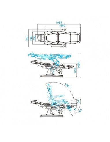 Electric cosmetic chair azzurro 870 3 strong cappuccino