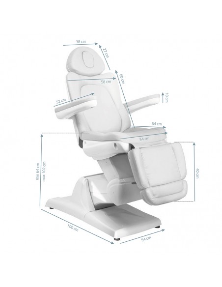 Electric cosmetic chair azzurro 870 3 strong white