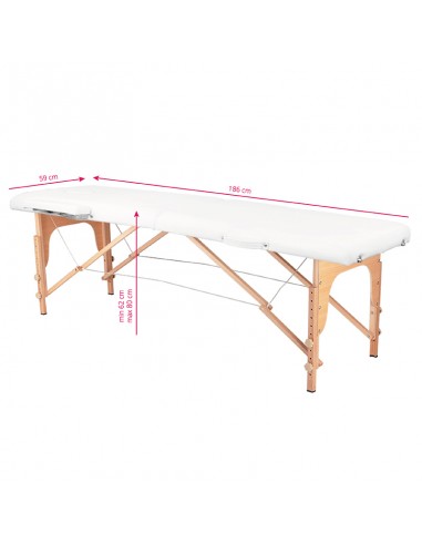 2-section folding massage table, wood comfort, white