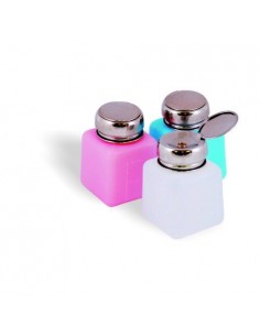 A bottle with a pump chrome 120 ml, color mix