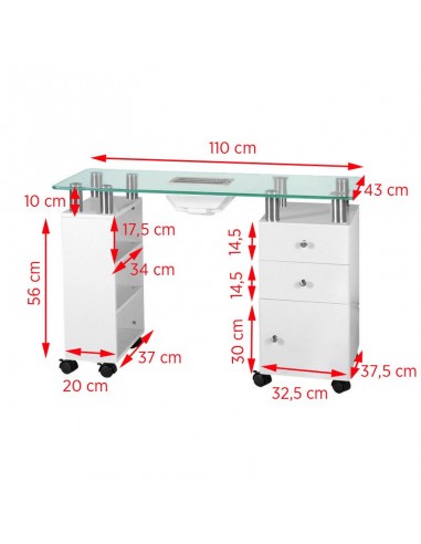 Glass desk with 013b absorber, white