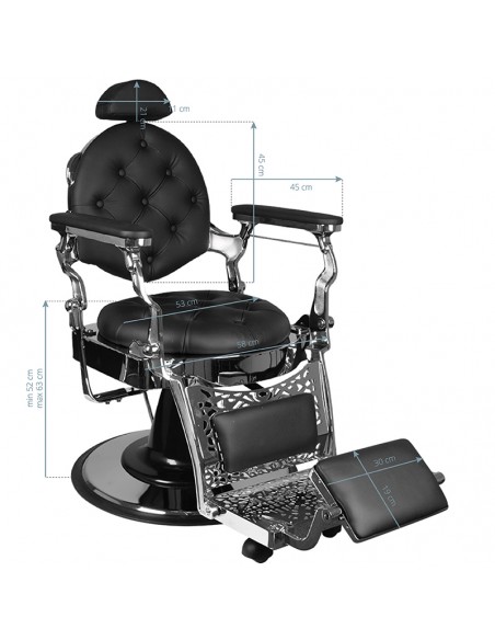 Gabbiano Barber Chair Giulio silver black