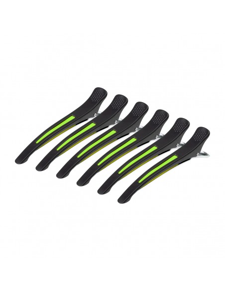Clamps hairdressing clips for hair e-13 6 pcs 11.5 cm mix neon