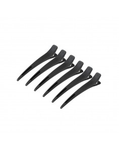 Hairdressing clamps carbon e-15 6 pcs 11.5 cm black
