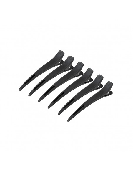 Hairdressing clamps carbon e-15 6 pcs 11.5 cm black