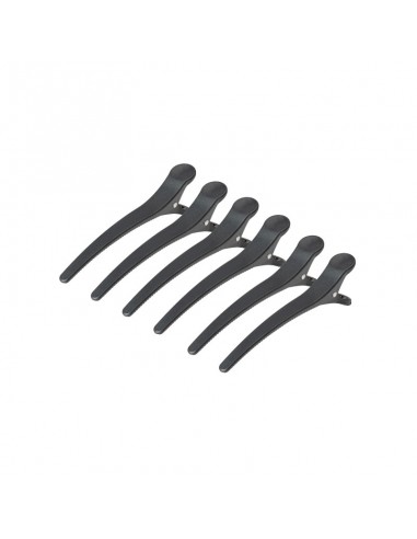 E-32 Hairdressing Clamps 6 pcs 11.5cm Black