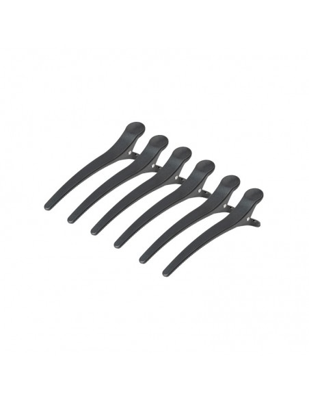 E-32 Hairdressing Clamps 6 pcs 11.5cm Black