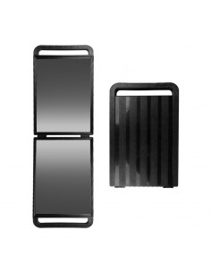 Double folding hairdressing mirror