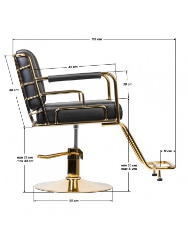GABBIANO HAIRDRESSING CHAIR PRATO GOLD - BLACK