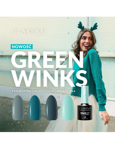 CLARESA hybrid polish GREEN WINKS 1 -5g