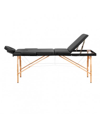 WOODEN FOLDING MASSAGE TABLE COMFORT ACTIVFIZJO LUX 3-SECTIONS 190X70 BLACK