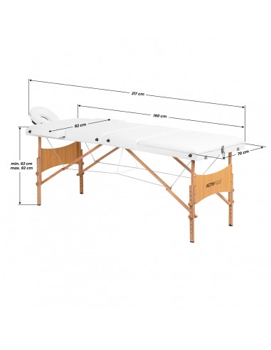 WOODEN FOLDING TABLE FOR MASSAGE COMFORT ACTIVFIZJO LUX 3 SECTIONS 190X70 WHITE