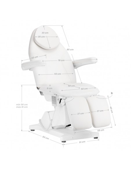 COSMETIC CHAIR ELECTR. SILLON BASIC PEDI 3 ACT. WHITE