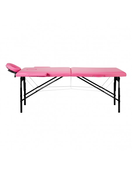 Folding massage table wooden Activ Fizjo comfort 2 segment pink black wood