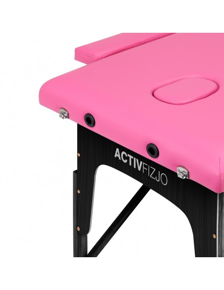 Folding massage table wooden Activ Fizjo comfort 2 segment pink black wood