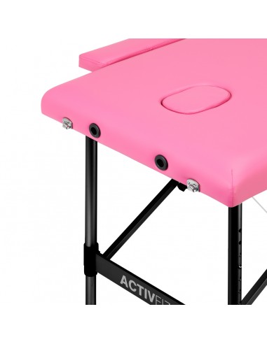 Folding massage table aluminum Activ Fizjo comfort 2 segment pink black aluminum
