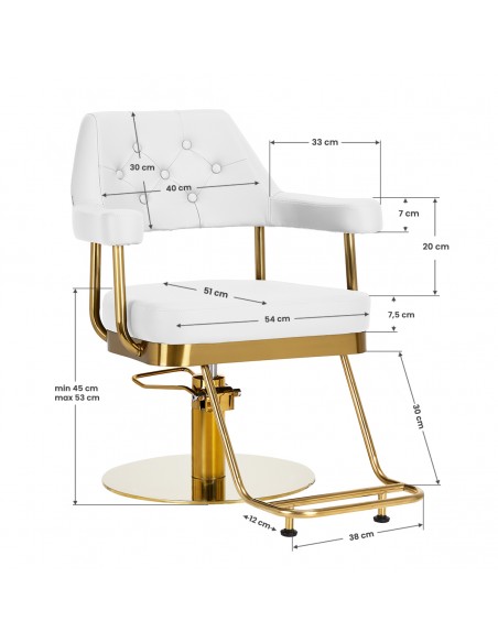 Gabbiano hairdressing chair Granda gold white