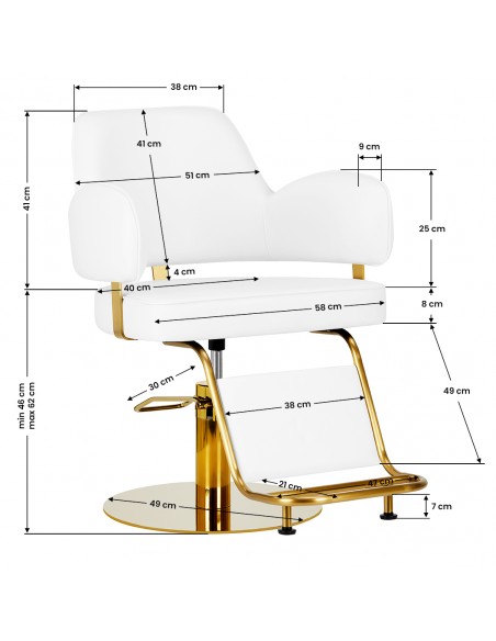 Hairdressing chair Gabbiano Linz NQ Gold White 