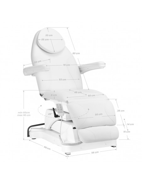 COSMETIC CHAIR ELECTR. SILLON BASIC 3 ACT. SWIVEL WHITE