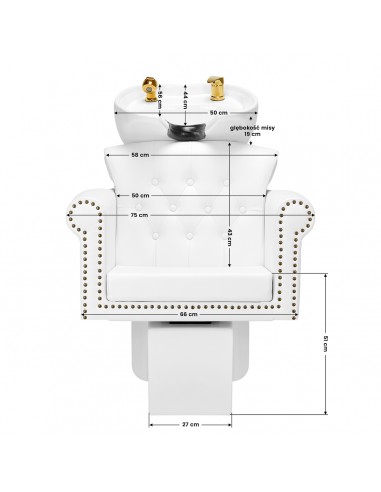 Gabbiano hairdressing wash unit Berlin gold white